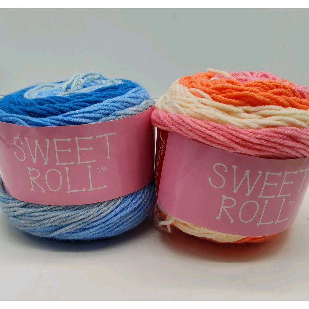 2X Premier Sweet Roll Worsted Stripe Acrylic 245yd Peaches & Cream Pop + Ice Pop